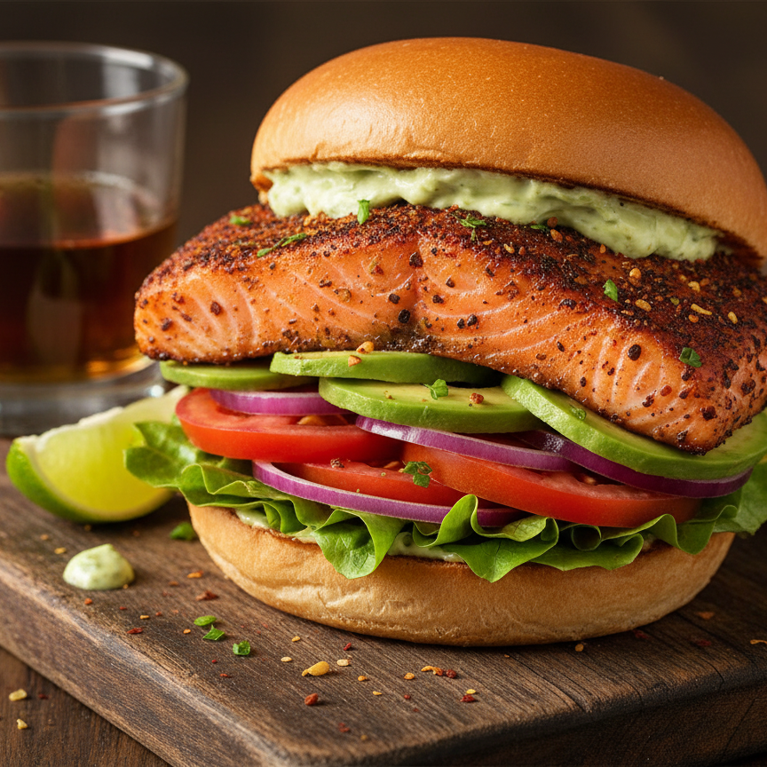 Hot Smoked Jerk Salmon - Jerk Spices with a rum and agave glaze (Roasted)