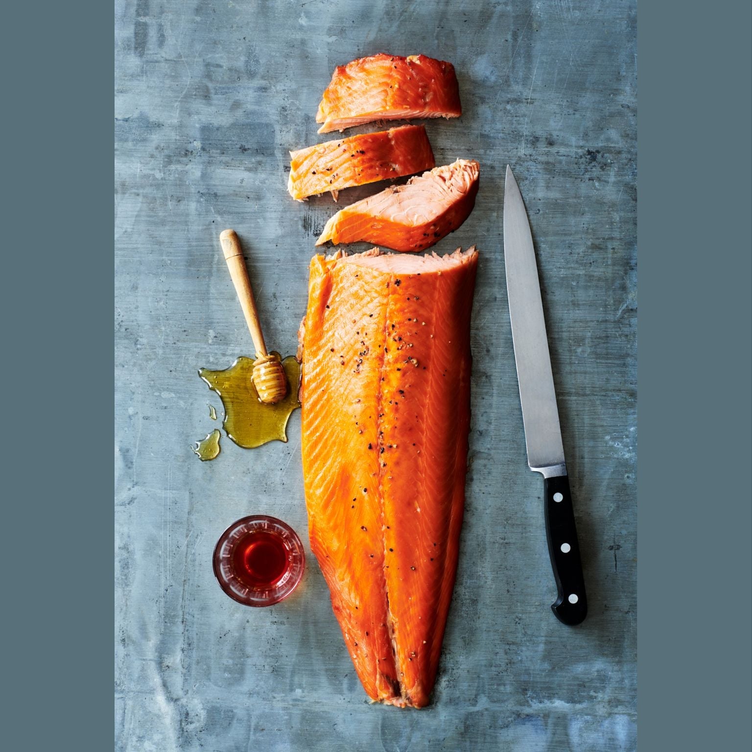 Whole Side of Uncle Sam Roasted Salmon Fillet with Honey & Bourbon
