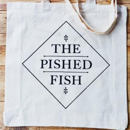The Pished Fish Tote bag for carrying lots of booze infused smoked salmon